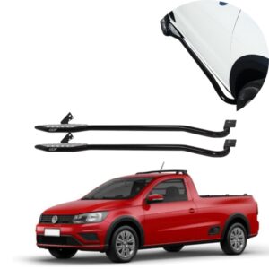 Estribo Tubular Preto com Chapa Pisante Saveiro 2010 até 2026 (EXCETO CROSS)