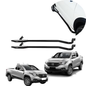 Estribo Tubular Preto com Chapa Pisante Strada 2021 até 2026 (Cabine Simples)