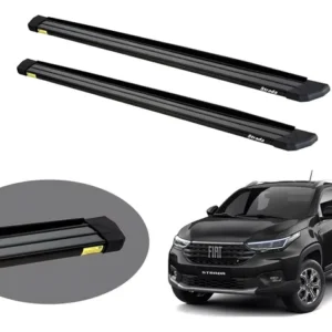 Estribo CCF Slim Alumínio preto Strada 2021 a 2026 (Cabine Dupla e Simples)