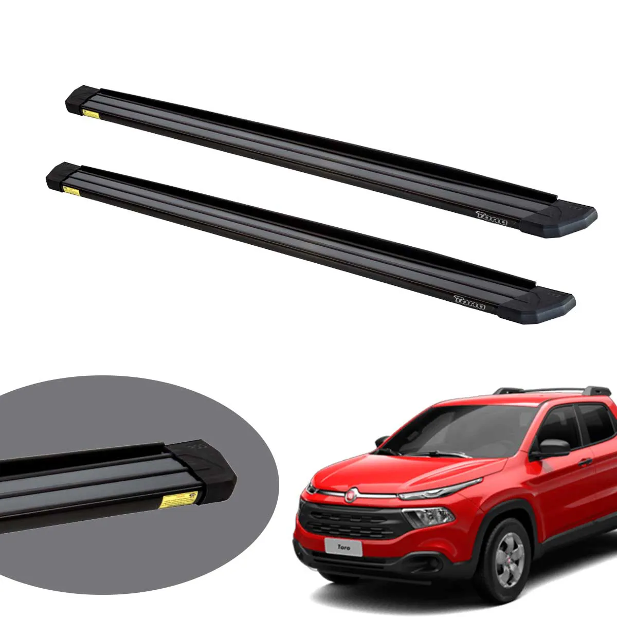 Estribo CCF Slim Alumínio preto Fiat Toro 2017 a 2026