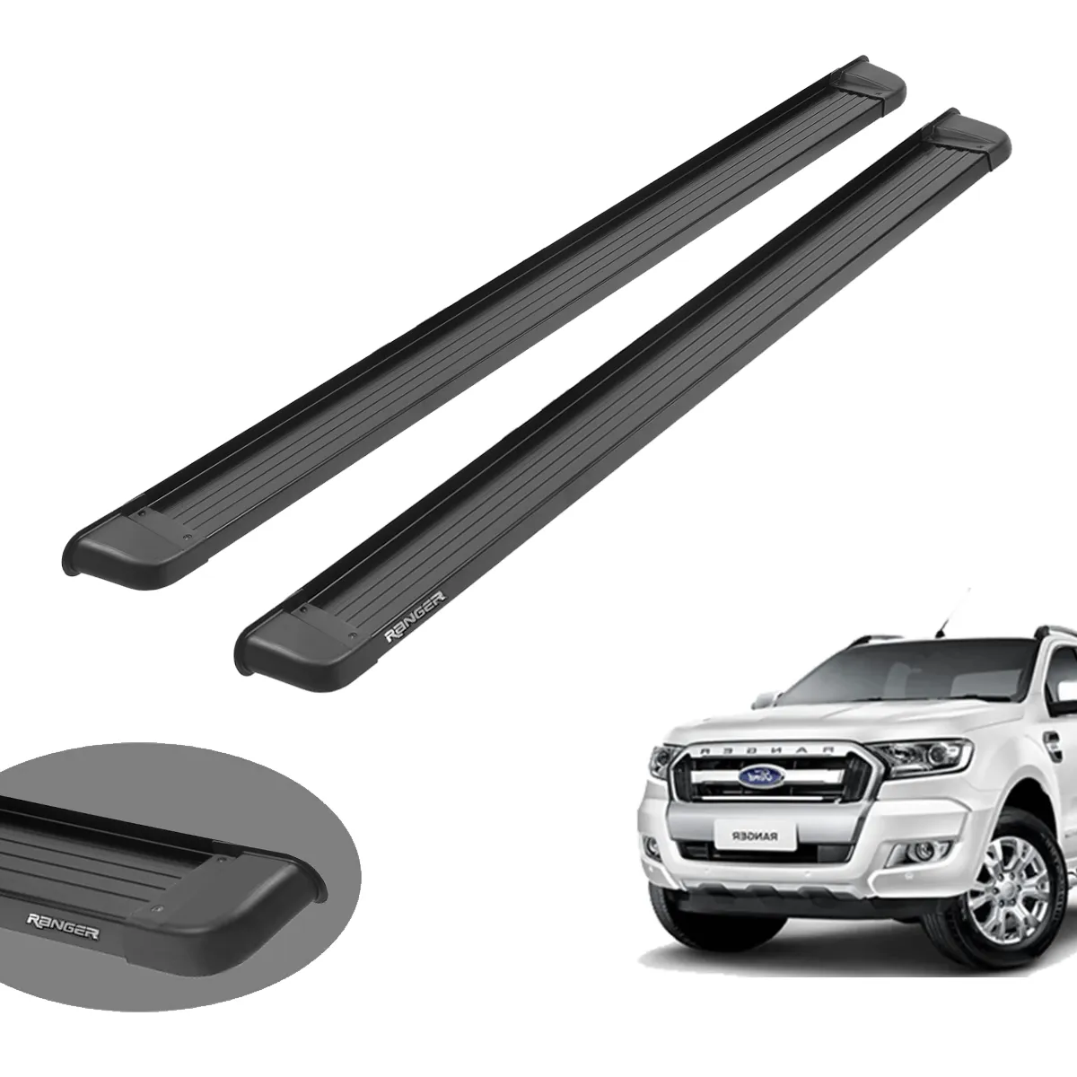 Estribo Solar Ranger Plataforma em Alumínio Preto 2013 a 2026