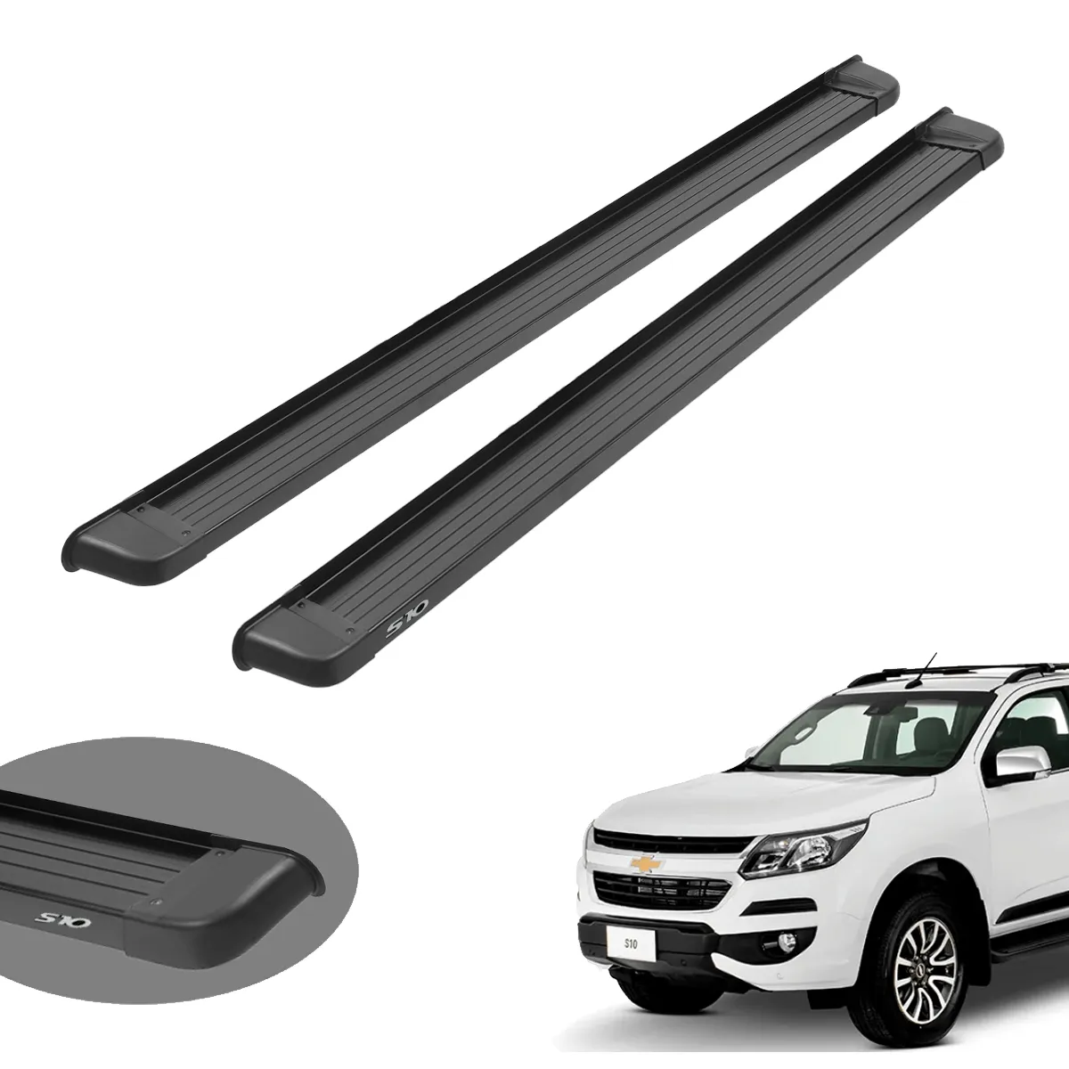 Estribo Solar S10 Plataforma em Alumínio Preto 2011 a 2026